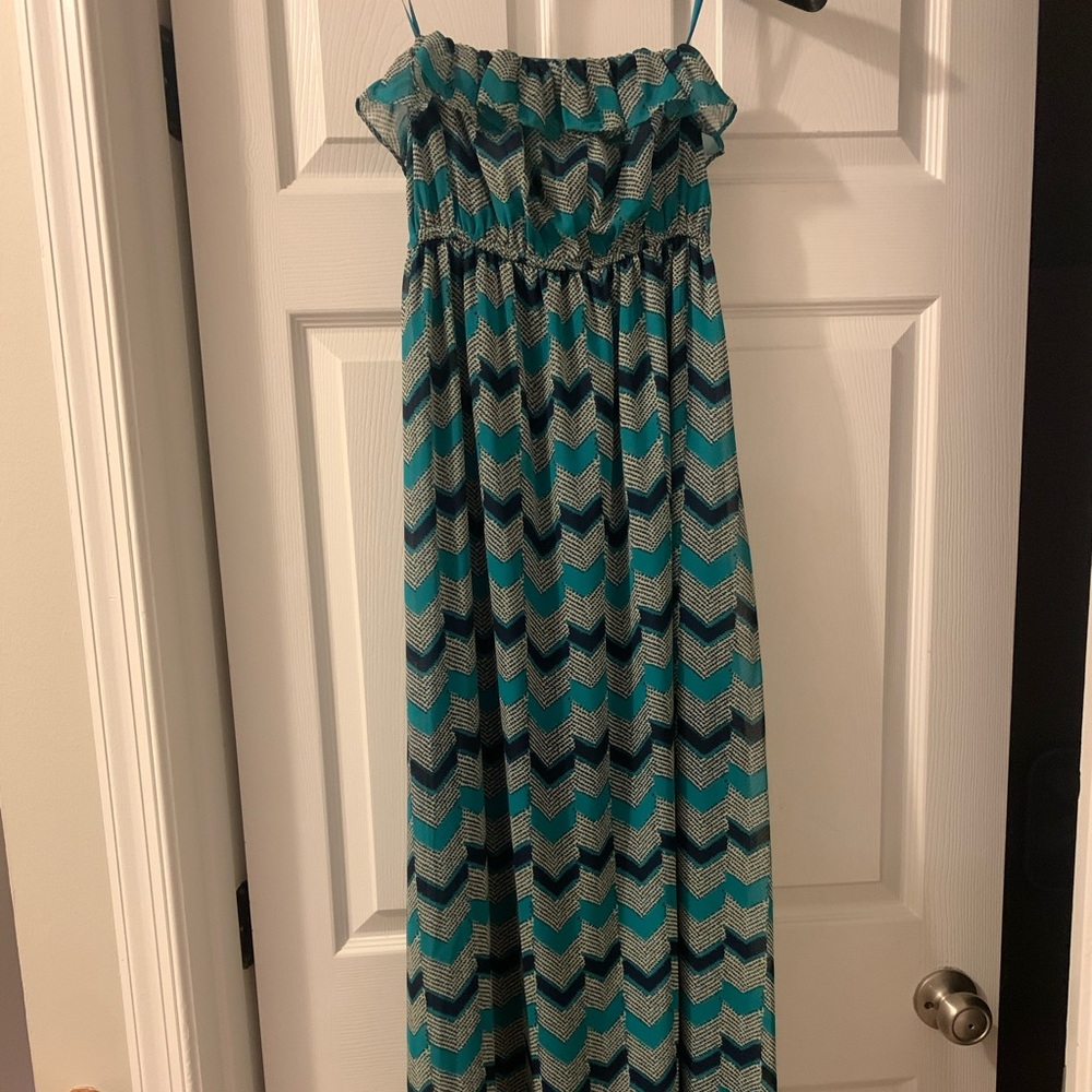 Collective Concepts Strapless Chevron Maxi Dress